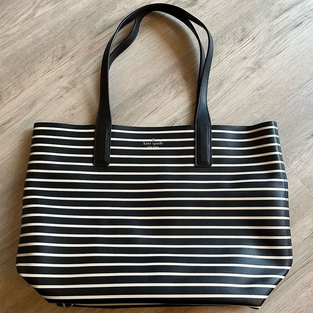 Kate Spade Arch Laure Striped Reversible Leather Tote Bag